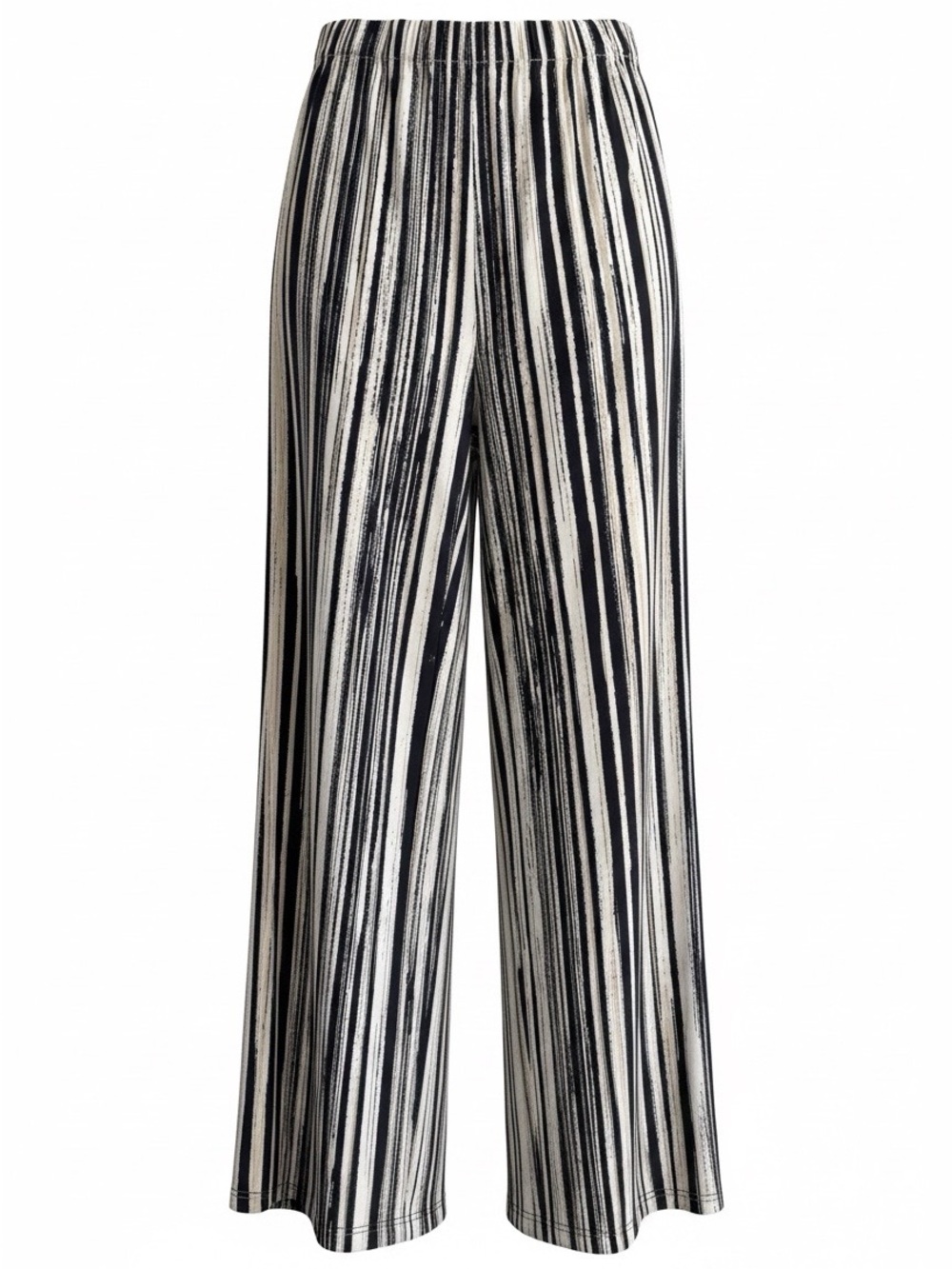 Chico's Black & White Vertical Stripe Wide-Leg Pants